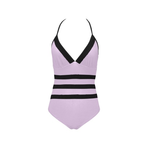 Striped Bathingsuit Lace Band Embossing Swimsuit (Model S15)