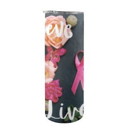 Breast Cancer Awareness 200z Tumbler 20oz Tall Skinny Tumbler with Lid and Straw