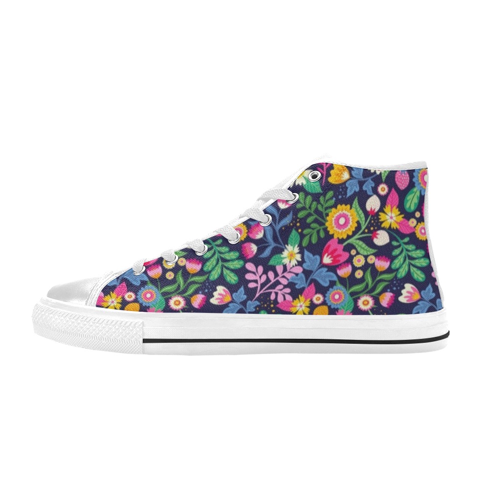 Cute Retro Flowers Kids High Tops High Top Canvas Shoes for Kid (Model 017)
