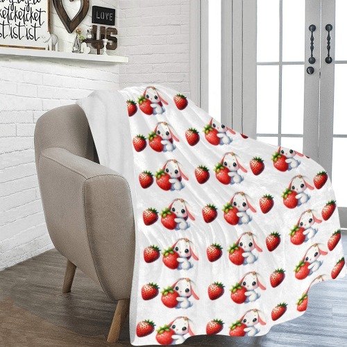 Strawberry bunny blanket Ultra-Soft Micro Fleece Blanket 54''x70''