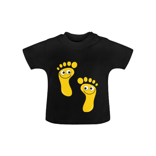 Happy Cartoon Yellow Human Foot Prints Baby Classic T-Shirt (Model T30)