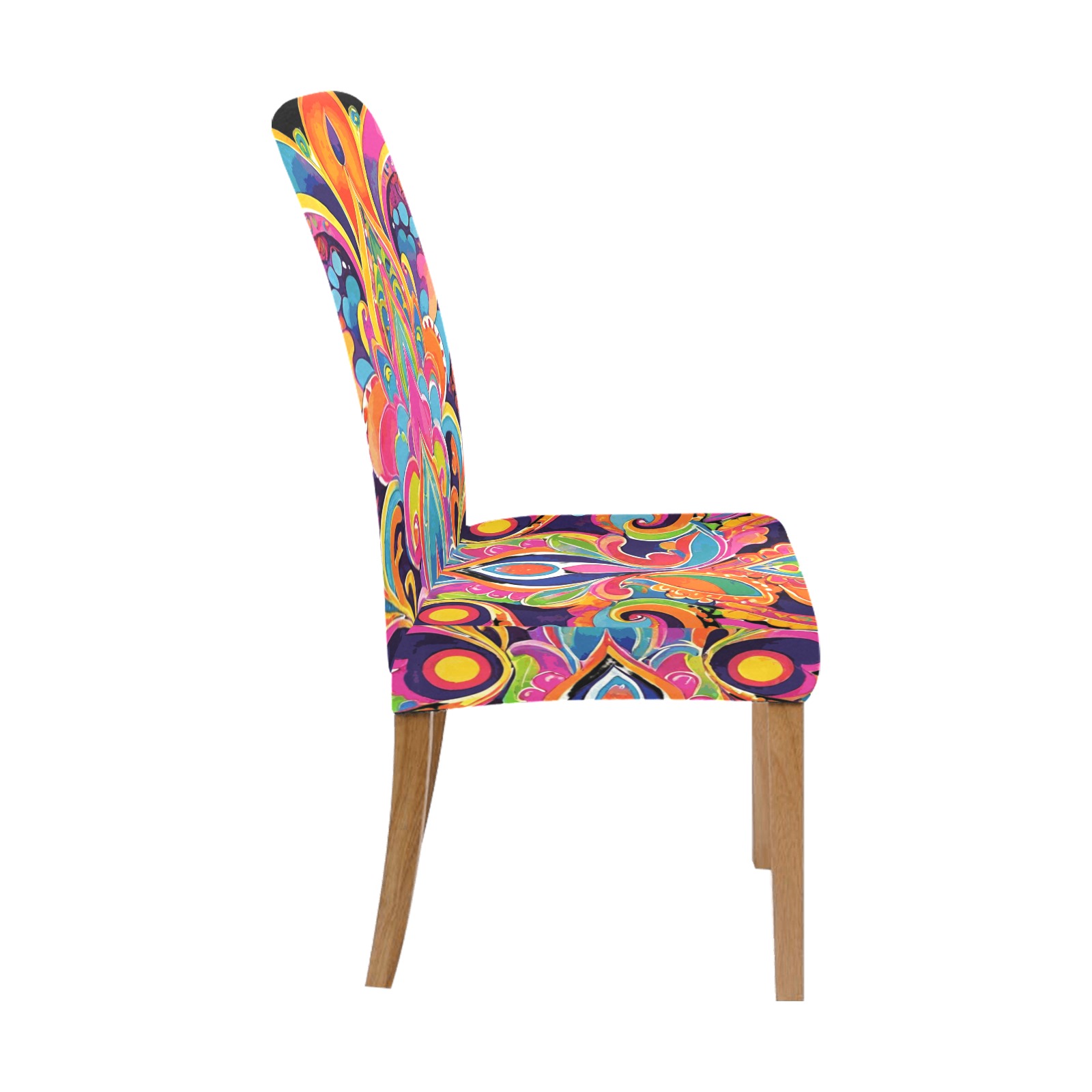 Abstract Retro Hippie Paisley Floral Removable Dining Chair Cover