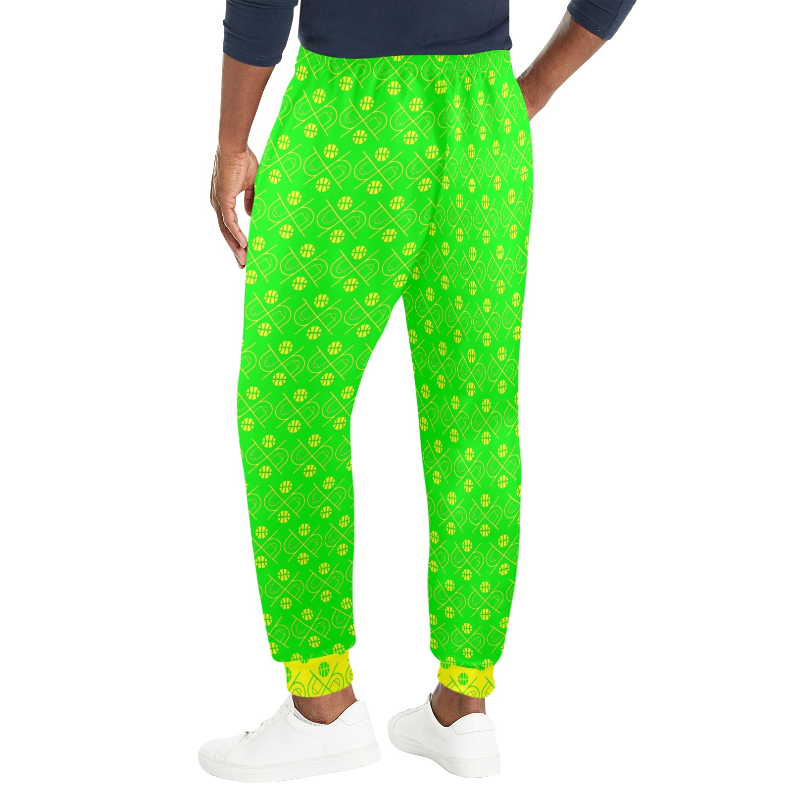 DIONIO Clothing - Yellow & Green Olympic B-Ball Sweatpants Men's Casual Sweatpants (Model L72)