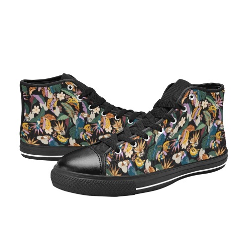 Toucans in the modern colorful dark jungle 2 Women's Classic High Top Canvas Shoes (Model 017)