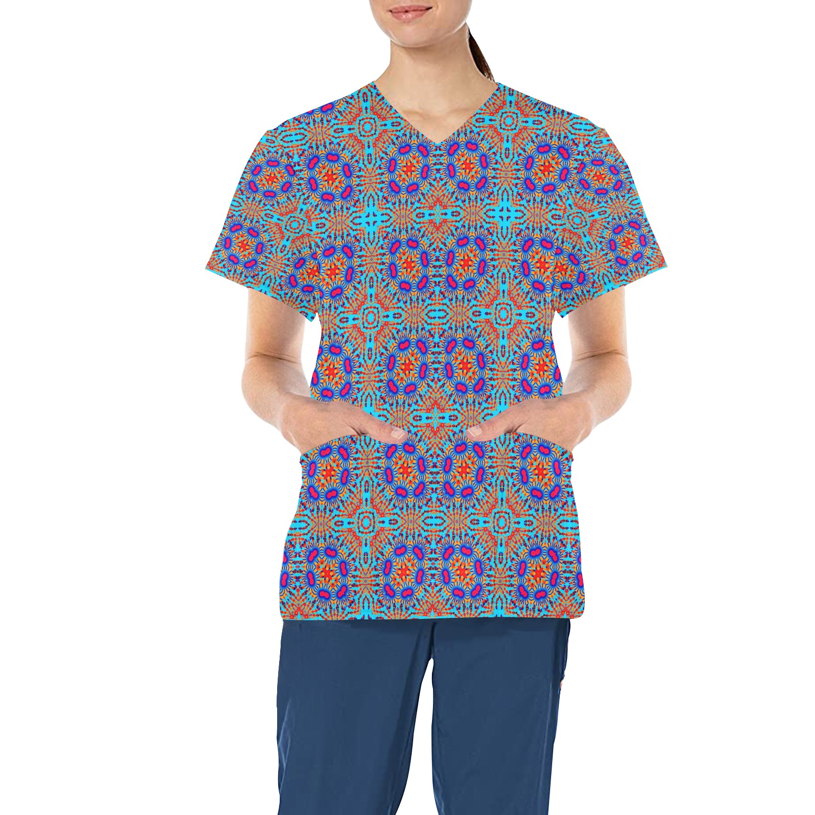 nell All Over Print Scrub Top