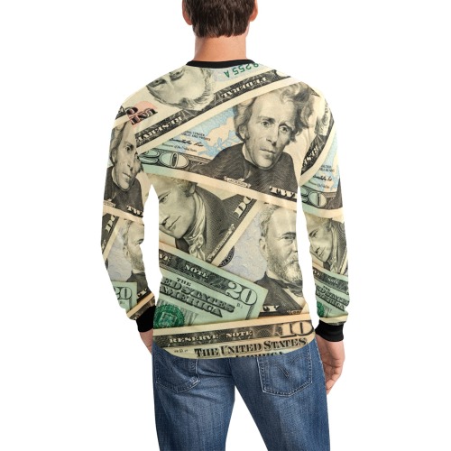 US PAPER CURRENCY Men's All Over Print Long Sleeve T-shirt (Model T51)