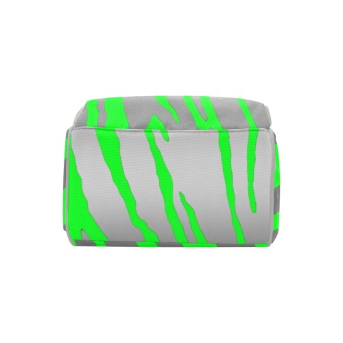 Silver Tiger Stripes Green Multi-Function Diaper Backpack/Diaper Bag (Model 1688)
