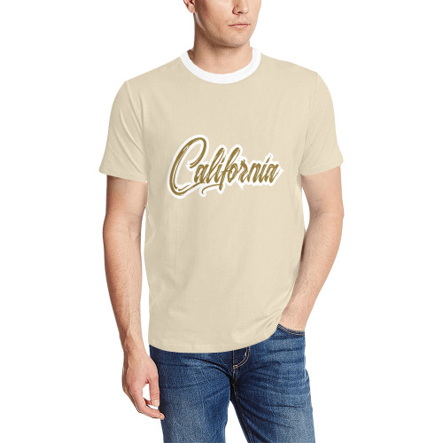 SUMMER Men's All Over Print T-Shirt (Solid Color Neck) (Model T63)