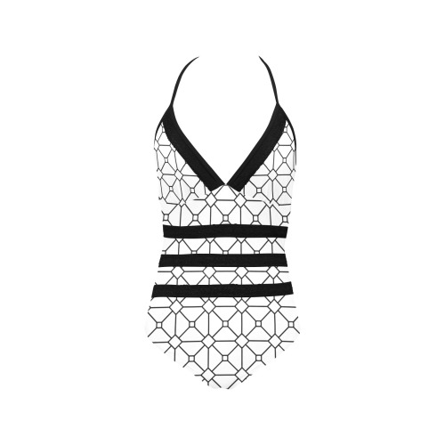 stain glass window shell Lace Band Embossing Swimsuit (Model S15)