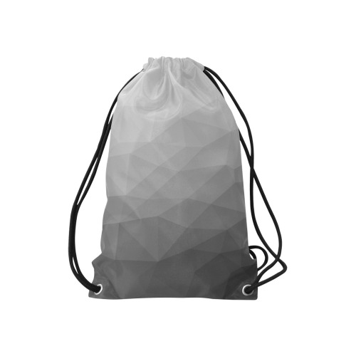 Grey Gradient Geometric Mesh Pattern Small Drawstring Bag Model 1604 (Twin Sides) 11"(W) * 17.7"(H)