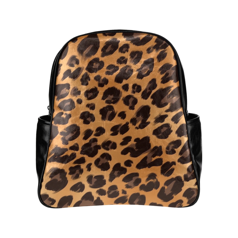 Leopard Print Multi-Pockets Backpack (Model 1636)