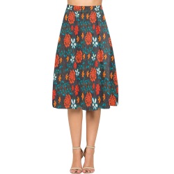 Pretty floral pattern Mnemosyne Women's Crepe Skirt (Model D16)