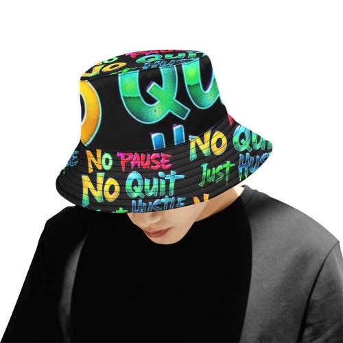 No Quit Black Bucket Hat