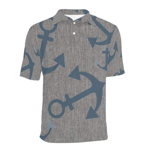 Anchor Away ! Men's All Over Print Polo Shirt (Model T55)
