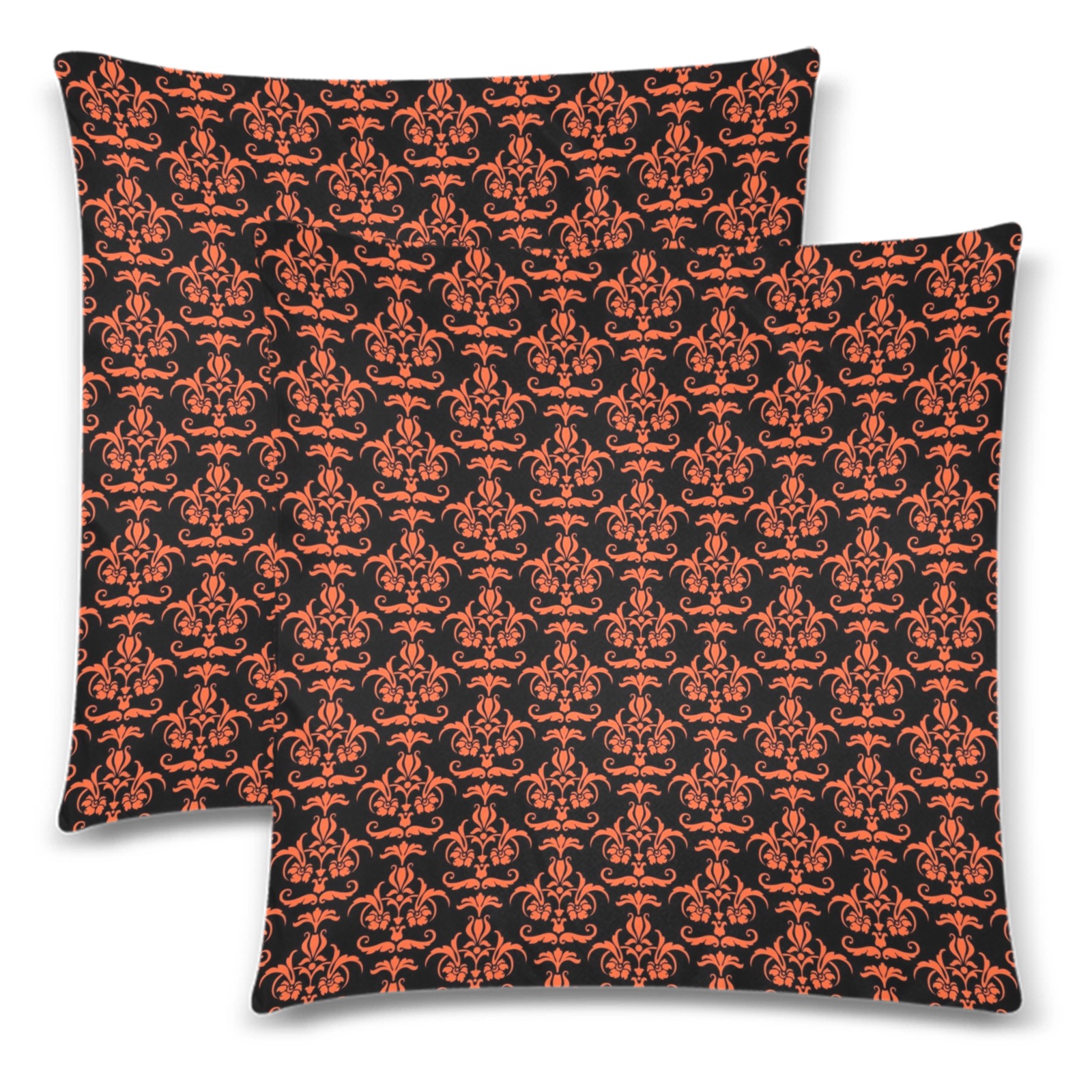 Halloween Damask Custom Zippered Pillow Cases 18"x 18" (Twin Sides) (Set of 2)