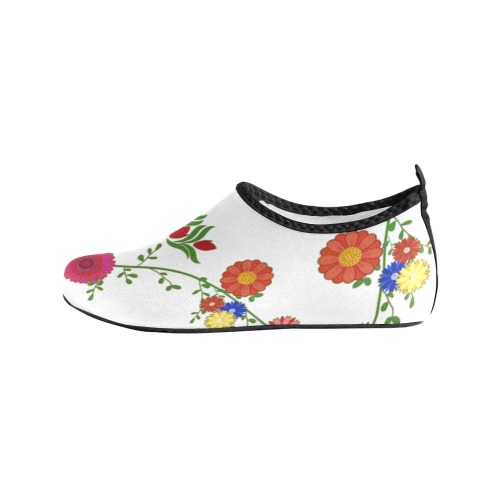 Flowers on the Vine / White Kids' Slip-On Water Shoes (Model 056)