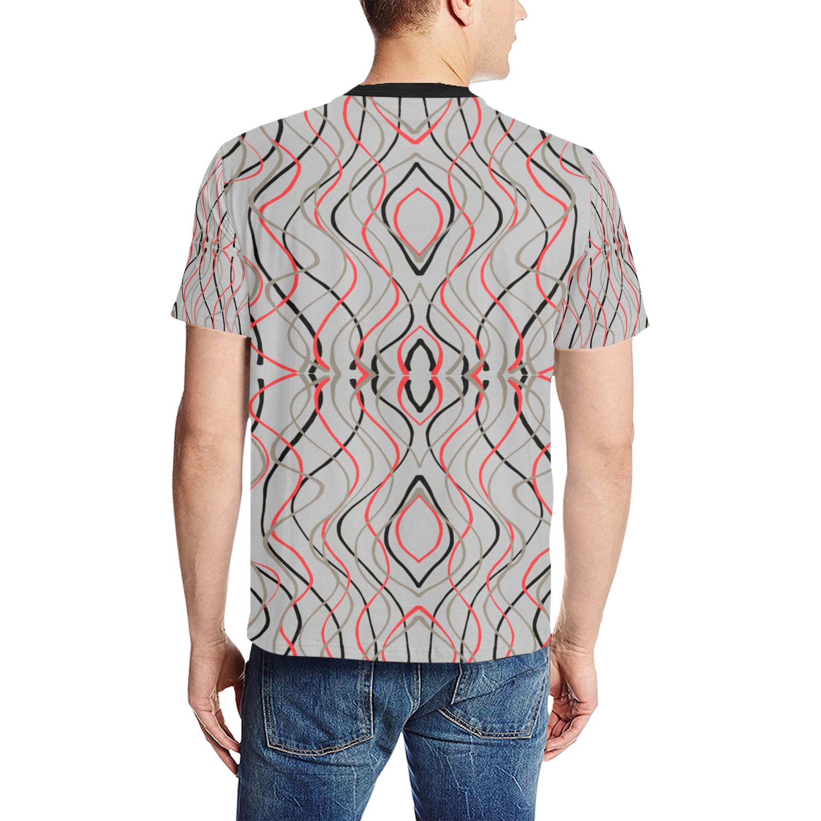 multicolored flow Men's All Over Print T-Shirt (Solid Color Neck) (Model T63)