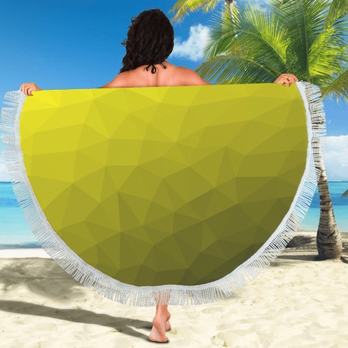 Yellow gradient geometric mesh pattern Circular Beach Shawl 59"x 59"