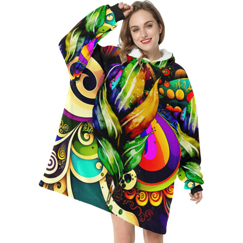 Mardi Gras Colorful New Orleans Blanket Hoodie for Women
