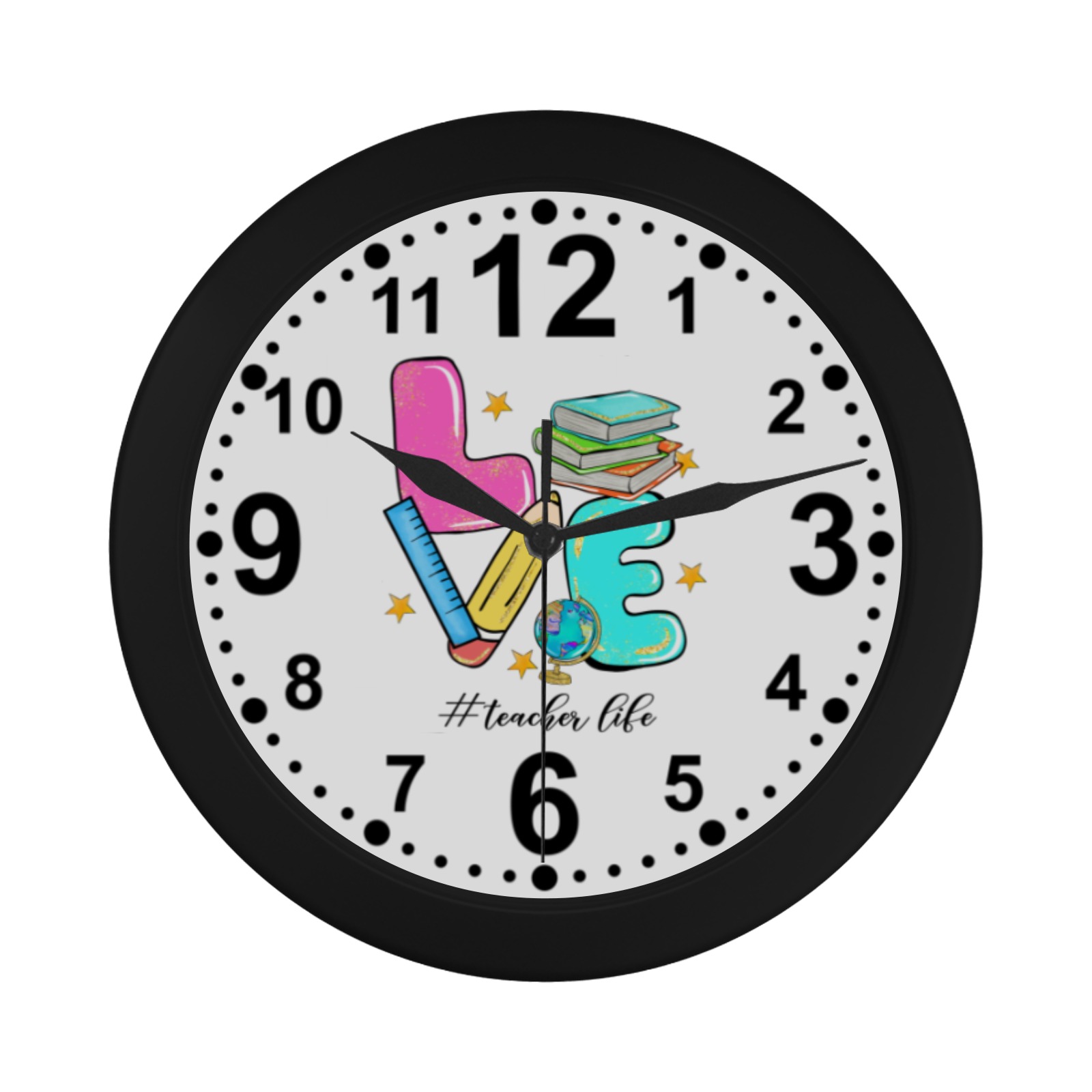 Love Teacher Life Circular Plastic Wall clock
