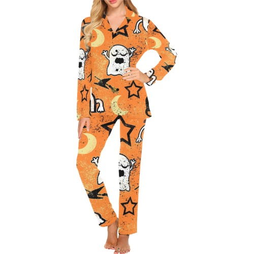 Painted Ghosts and Cats Women's Long Pajama Set