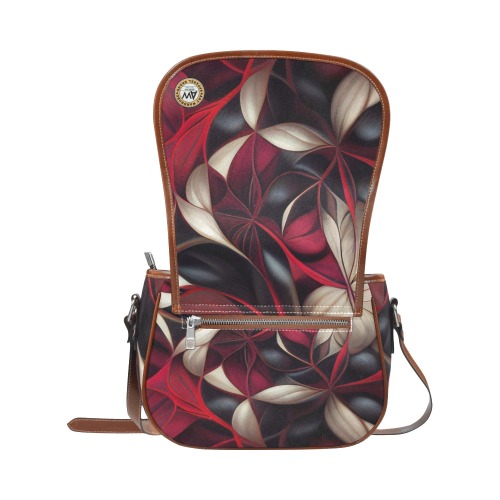 red, black and cream pattern 2 Saddle Bag/Large (Model 1649)
