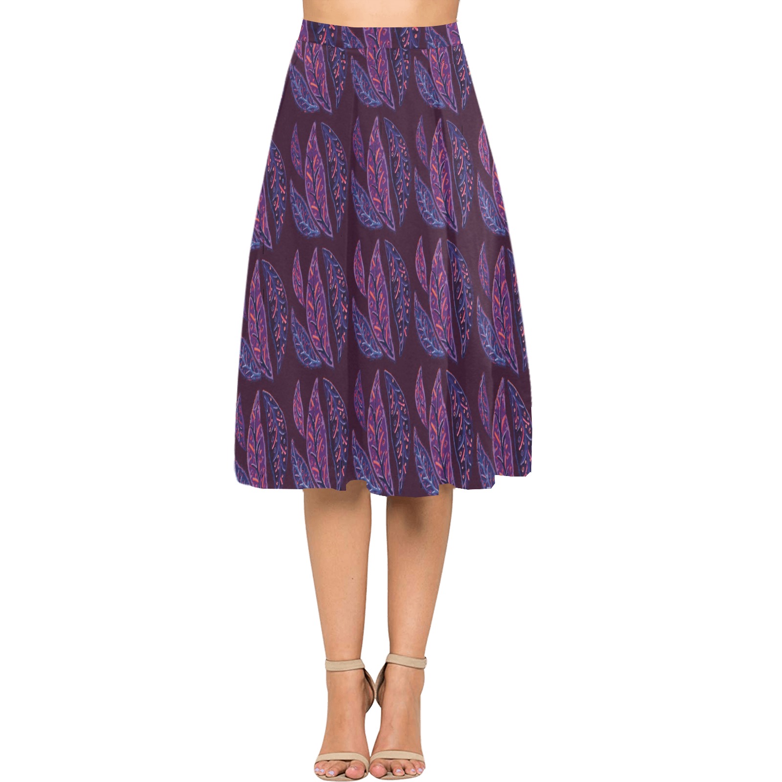 Pretty Cool Leaves Mnemosyne Women's Crepe Skirt (Model D16)