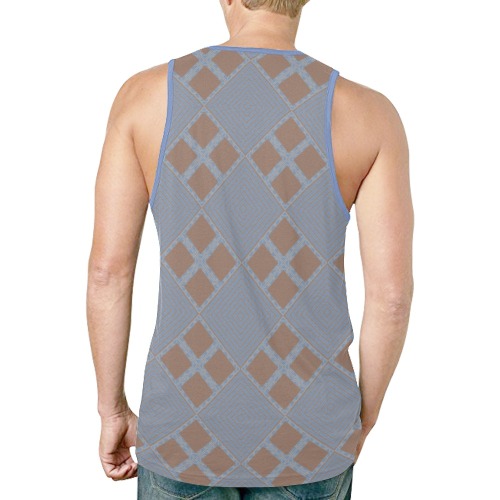 Gray Brown Diamond Pattern New All Over Print Tank Top for Men (Model T46)