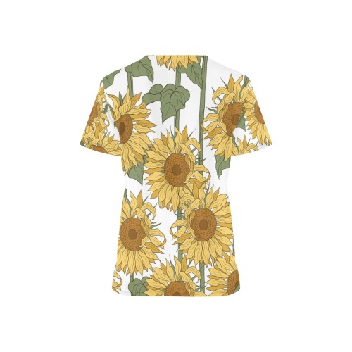 Beautiful Sunflowers All Over Print Scrub Top