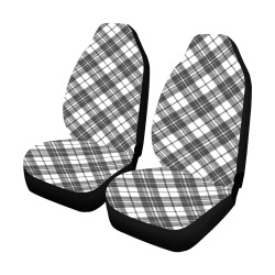 Tartan black white pattern holidays Christmas xmas elegant lines geometric cool fun classic elegance Car Seat Covers (Set of 2)