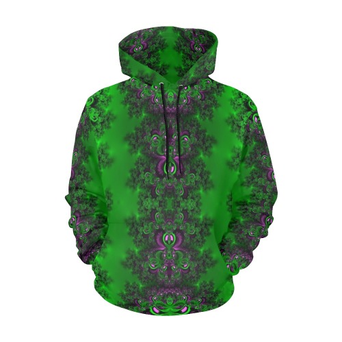 Early Summer Green Frost Fractal All Over Print Hoodie for Men (USA Size) (Model H13)