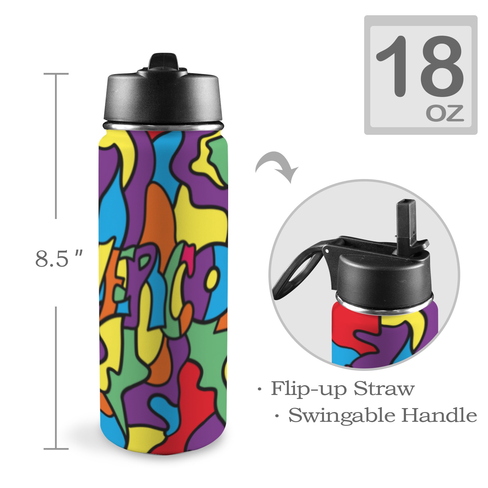 Overcomer Tumbler Insulated Water Bottle with Straw Lid (18oz)