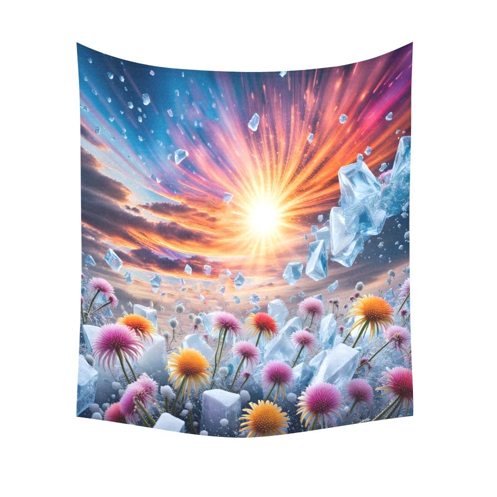 Flower Sunset Cotton Linen Wall Tapestry 51"x 60"