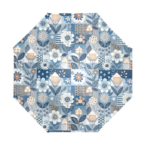 Blue Floral Patchwork Umbrella