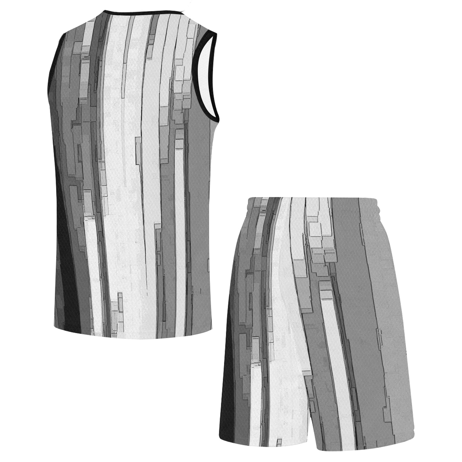 Greyscale Abstract B&W Art All Over Print Basketball Uniform