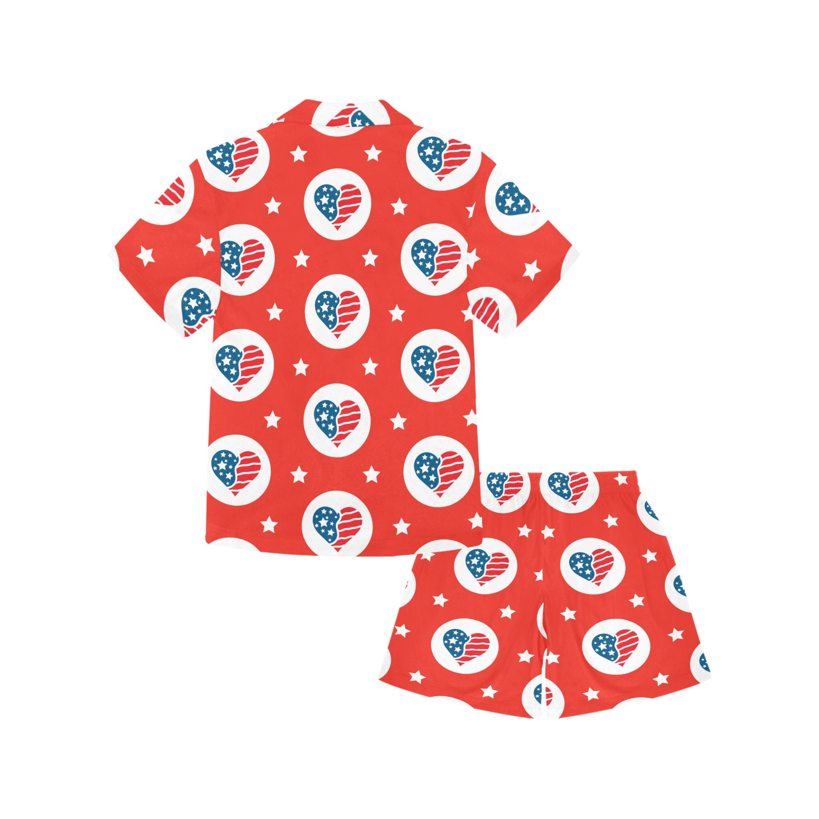 USA Hearts Little Girls' V-Neck Short Pajama Set
