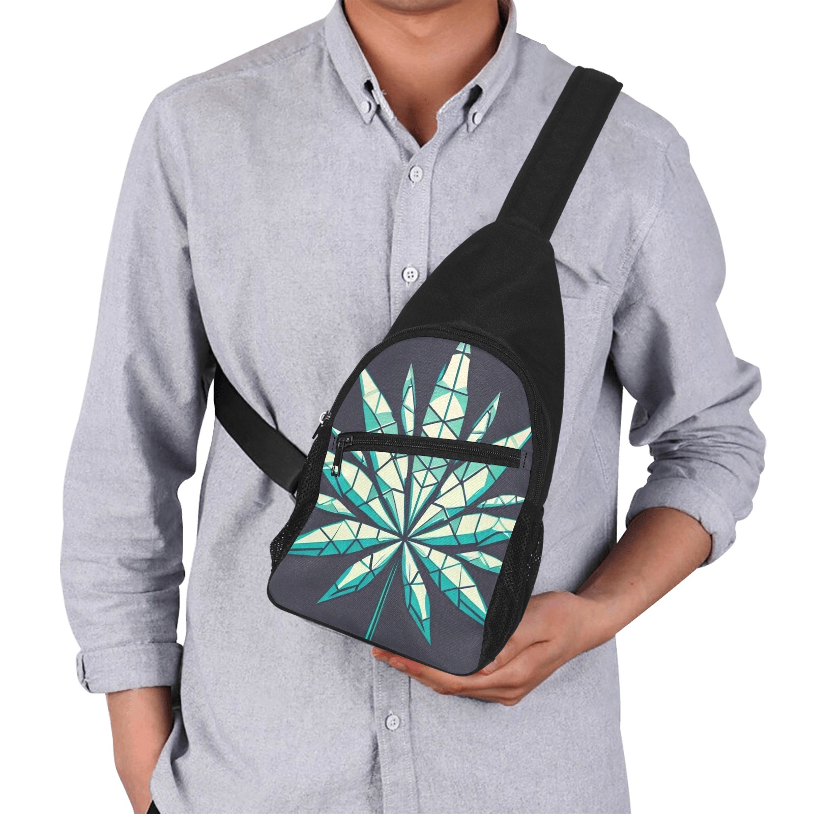 geometricweed shoulder bag Chest Bag-Front Printing (Model 1719)