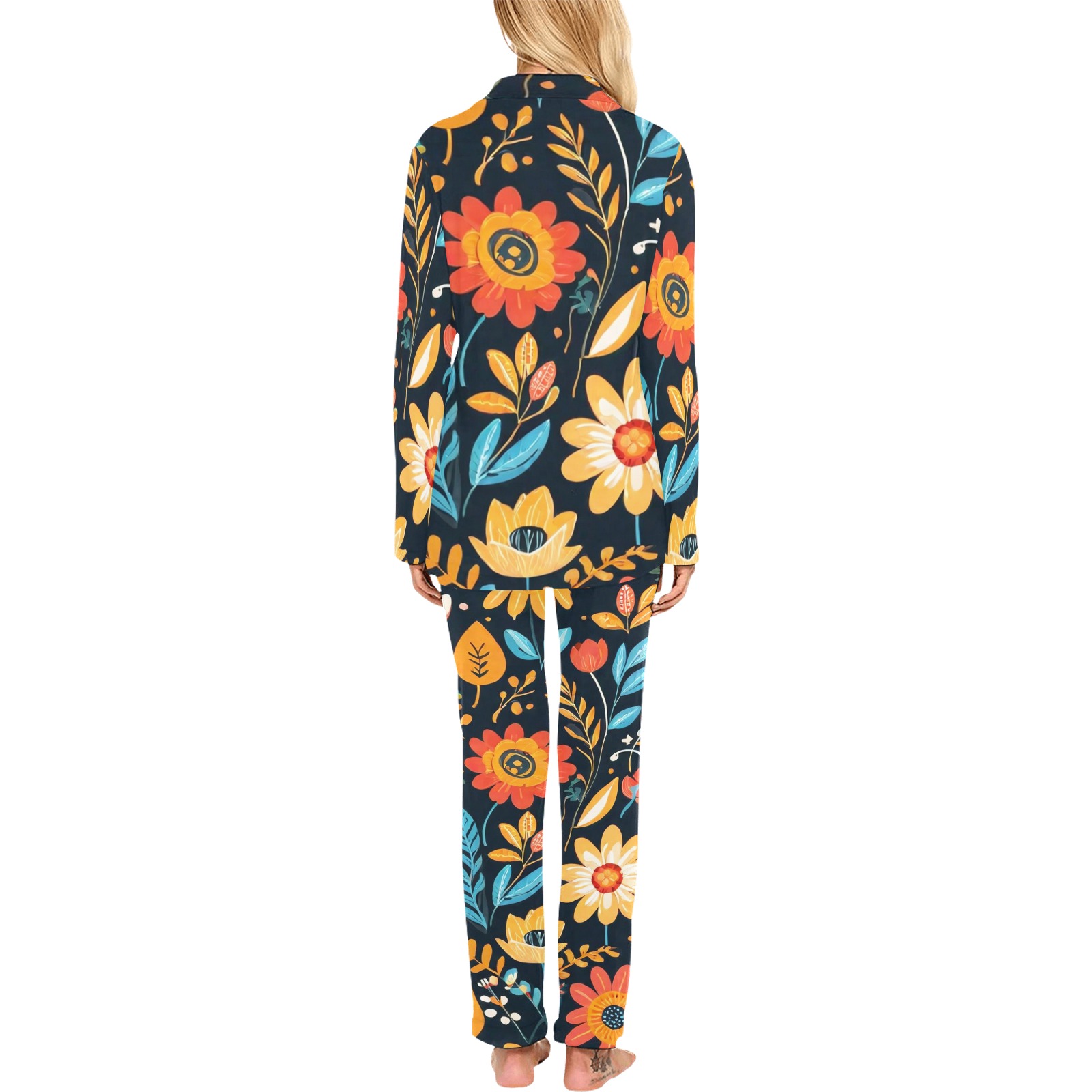 Bohemian Flowers 3 Women's Long Pajama Set