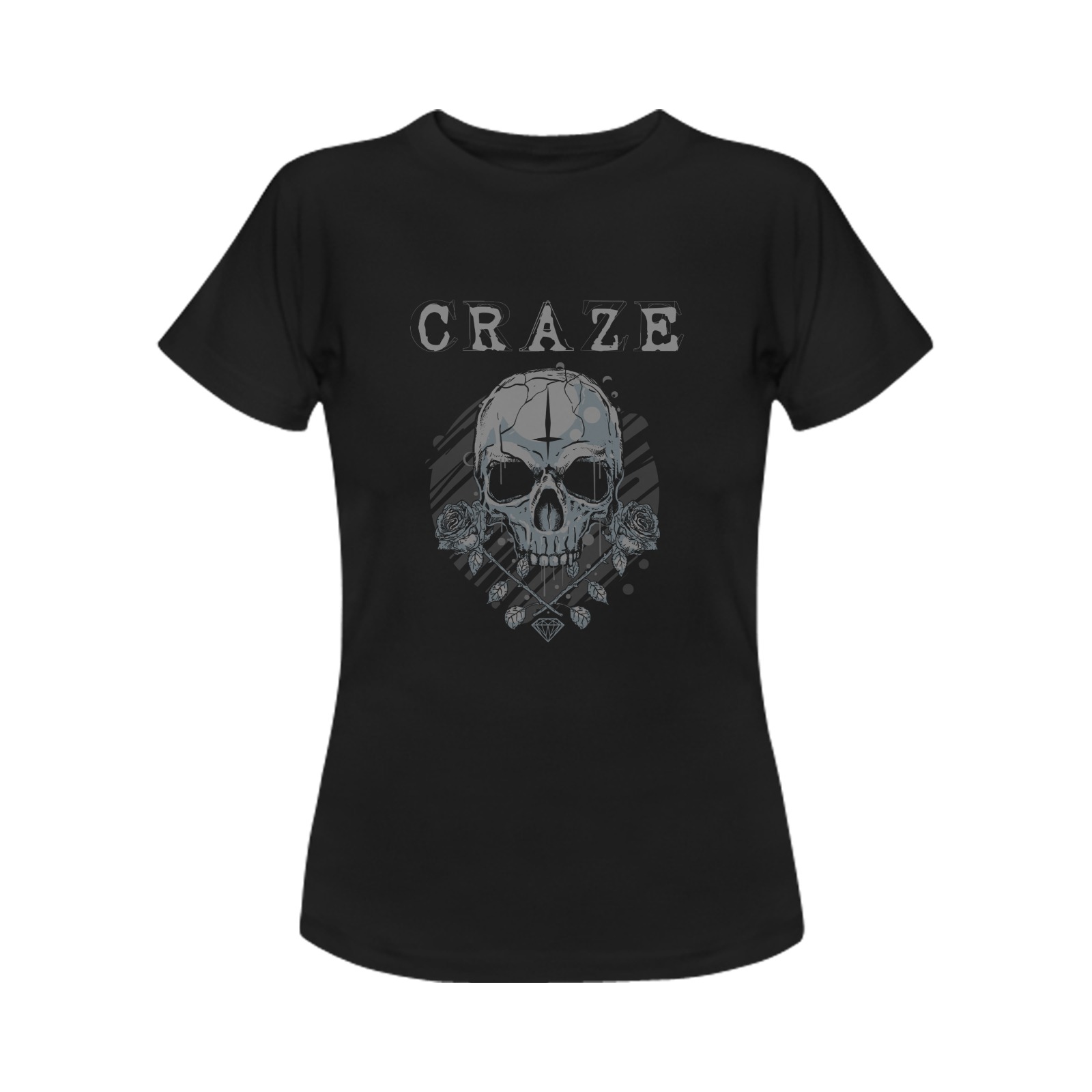 Critical Craze Skull & Roses Women's T-Shirt in USA Size (Front Printing Only)