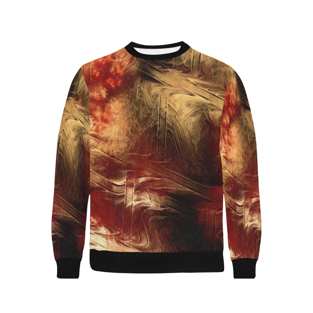 Abstract Men's Rib Cuff Crew Neck Sweatshirt (Model H34)