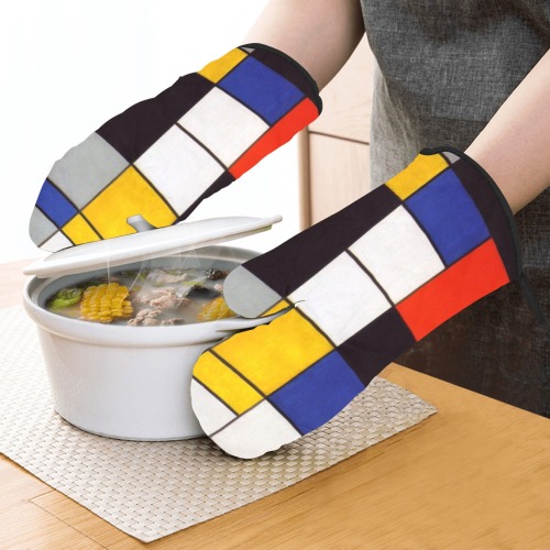 Composition A by Piet Mondrian Oven Mitt (Two Pieces)
