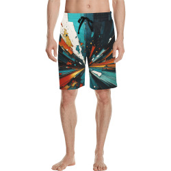 Abstract Blue And Orange 607 Men's All Over Print Casual Shorts (Model L23)