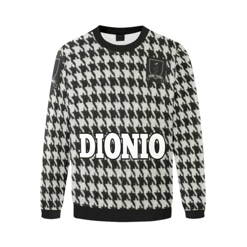 DIONIO Clothing - Tweedlike Sweatshirt Black & White Men's Oversized Fleece Crew Sweatshirt (Model H18)