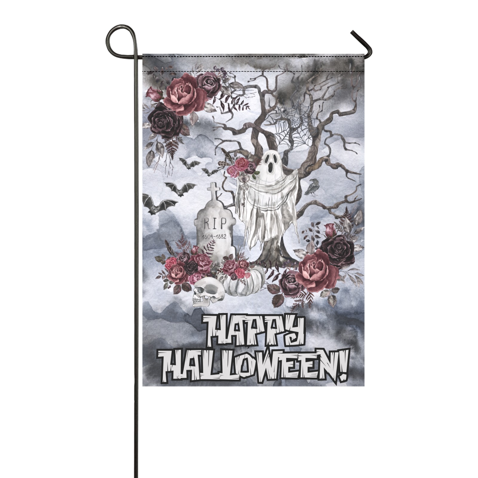 Ghost Rose Garden Sign Garden Flag 12''x18'' (Two Sides Printing)