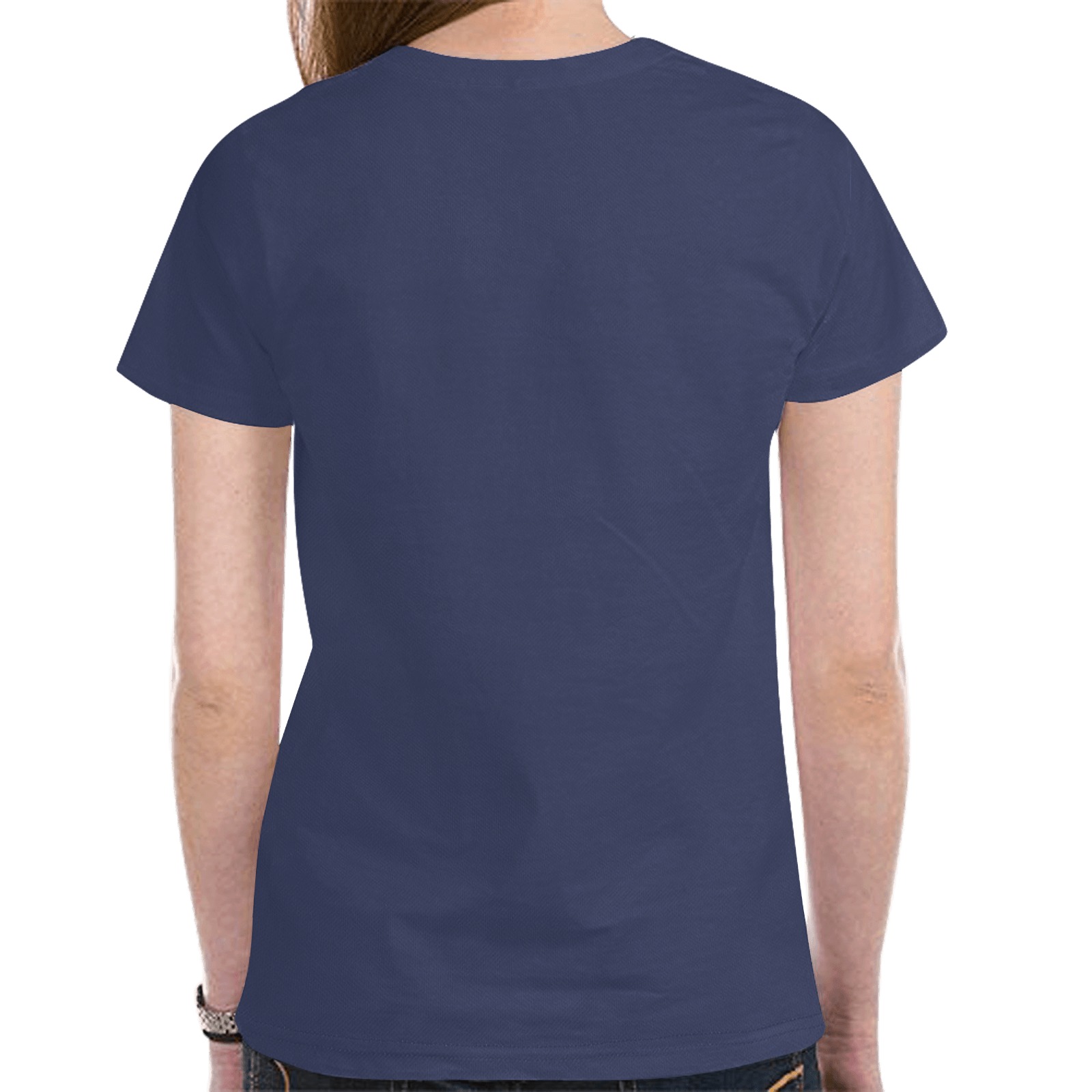 Golden Sugar Skull Dark Blue New All Over Print T-shirt for Women (Model T45)