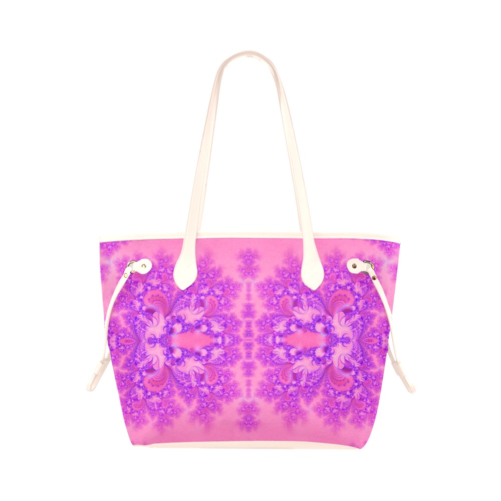 Purple and Pink Hydrangeas Frost Fractal Clover Canvas Tote Bag (Model 1661)