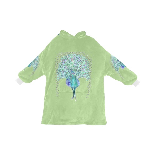 peacocq green Blanket Hoodie for Kids