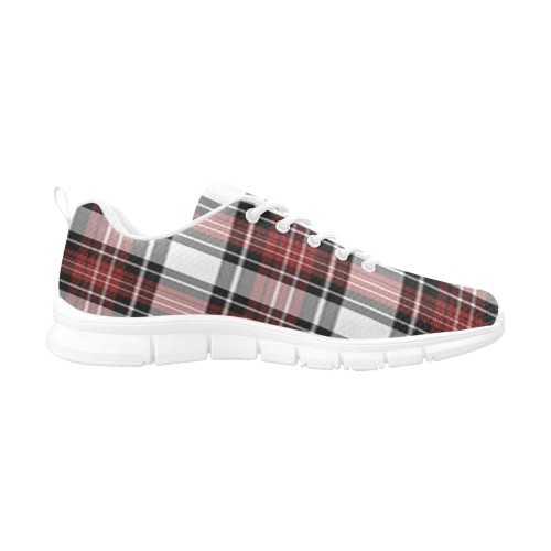 Red Black Plaid Women's Breathable Running Shoes (Model 055)