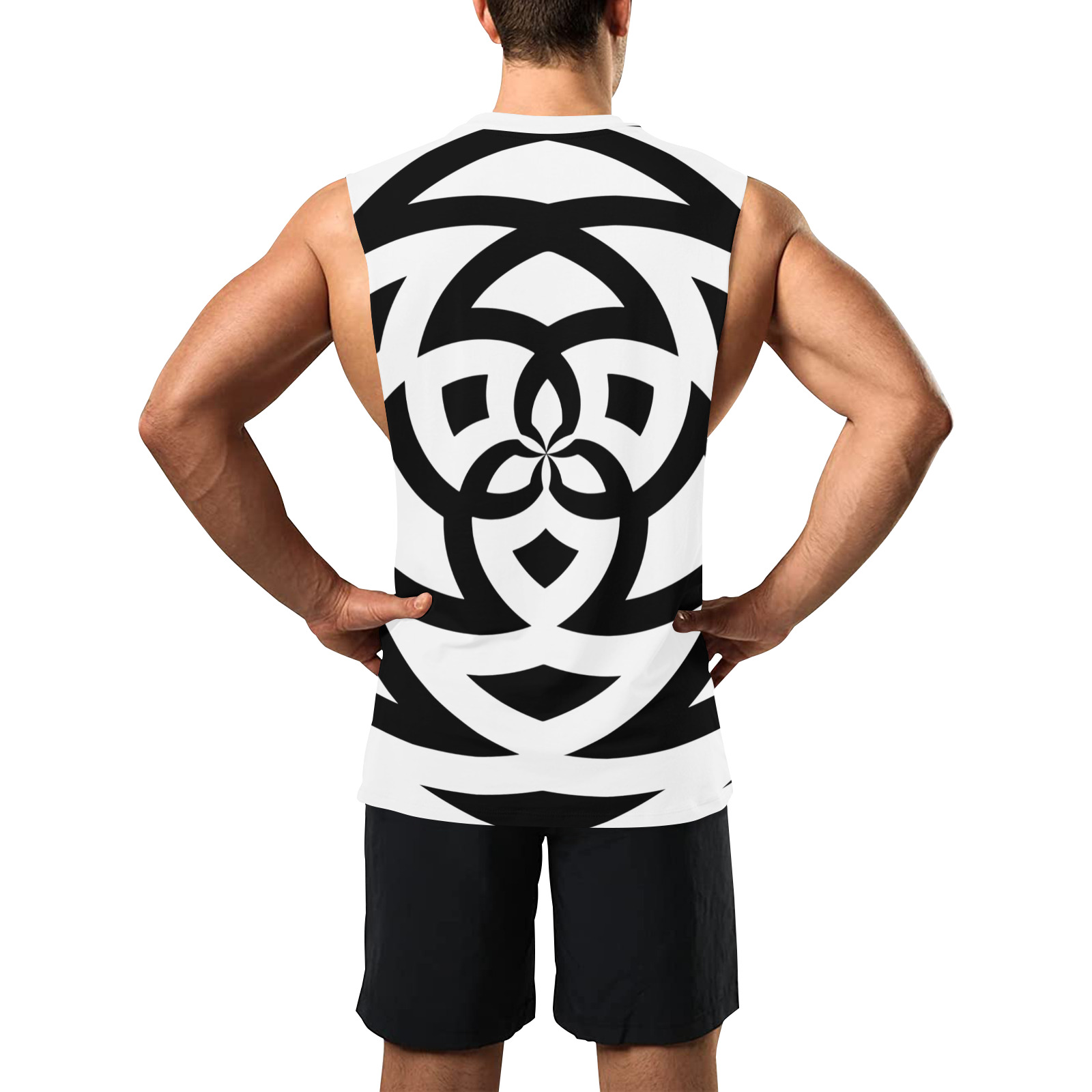 Fractoberry Transparent Logo Black and White Men's Open Sides Workout Tank Top (Model T72)