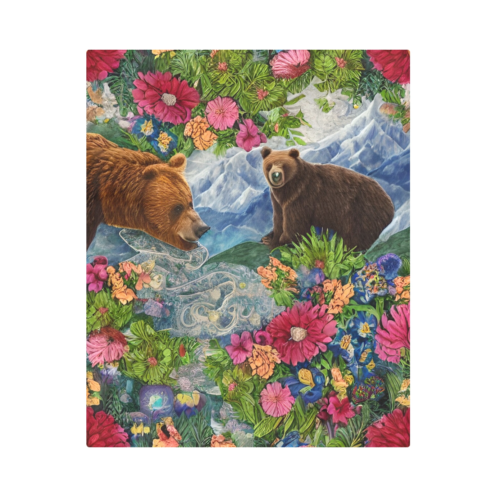 Boho Bear Simulated Quilt Artwork Duvet Cover 86"x70" ( All-over-print)